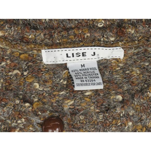 Vintage Lise J Chenille Plaid Mohair Wool Blend Cardigan Sweater M - Picture 5 of 6